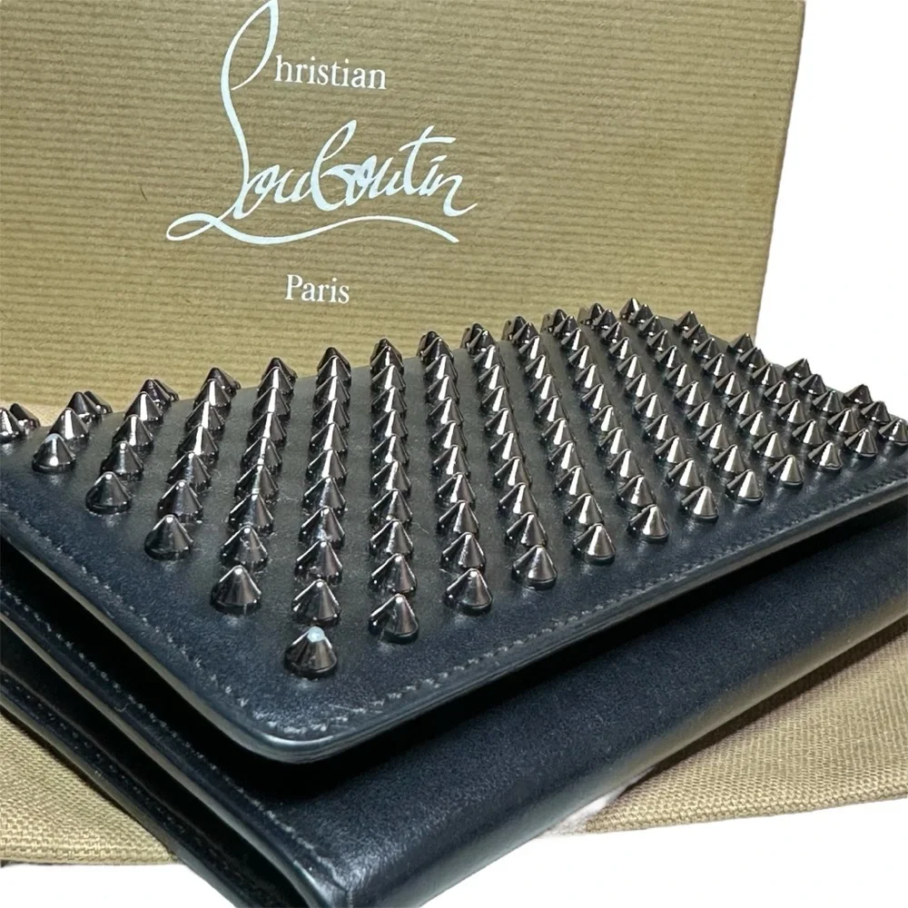 ❌SOLD❌Christian Louboutin Black Leather Clutch with Metallic Studs - Picture 6 of 11